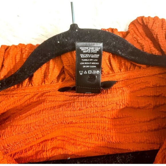 Ali Miles Jacket Size XL Orange Crinkly Textured Button Front Blazer Art To Wear - Picture 9 of 10